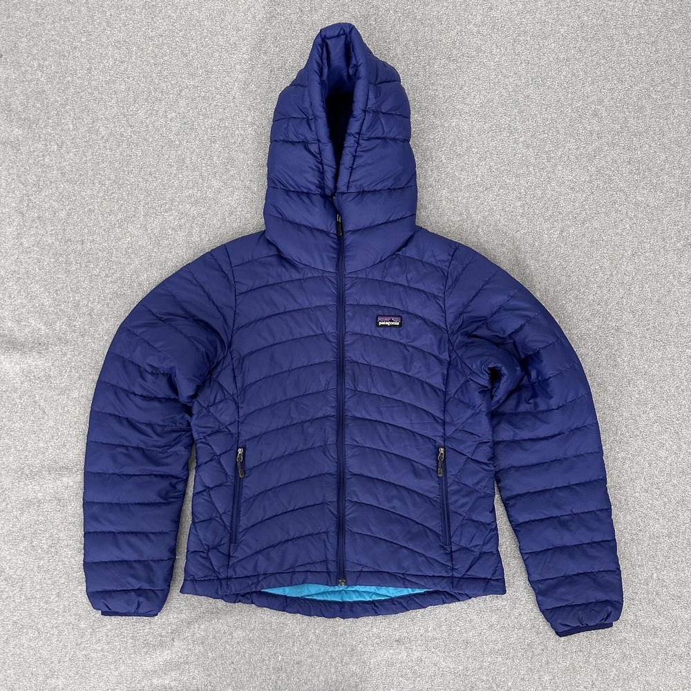Patagonia Down Sweater Hoodie Jacket Womens Small Blue Hooded Quilted Puffer - Picture 1 of 9